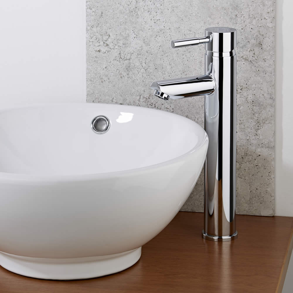 Grifo Mezclador de Lavabo Alto para Lavabos Independientes en Latón Cromado