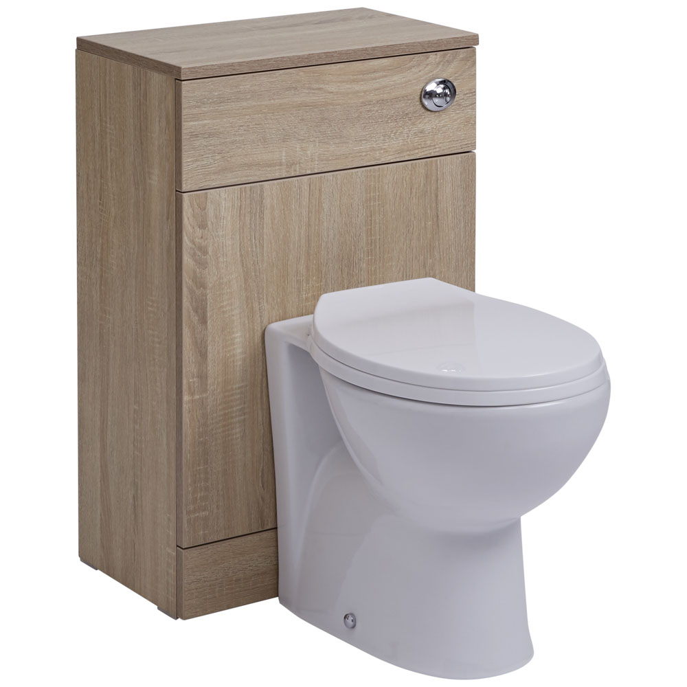 Mueble de Baño Color Roble Completo con Inodoro Integrado 76x50x30cm Tapa para WC Oval