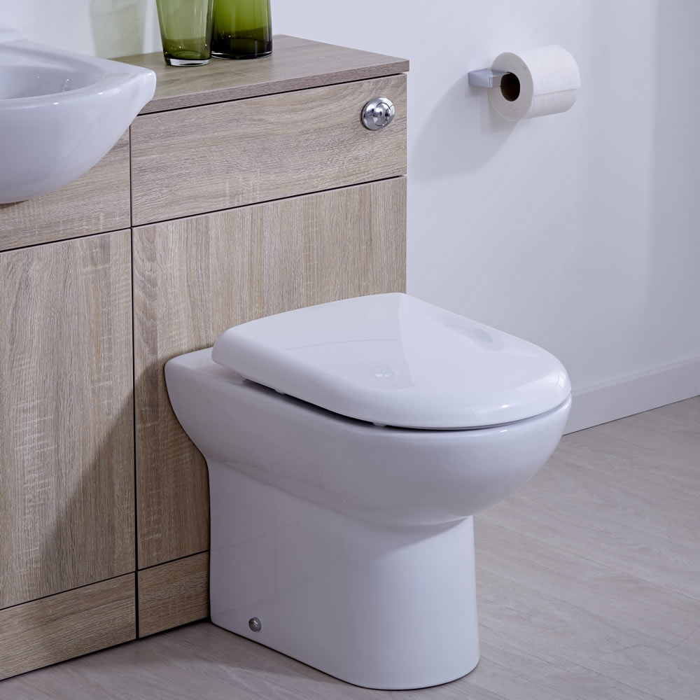 Mueble de Baño de MDF Color Roble Completo con Inodoro Integrado 76x50x30cm