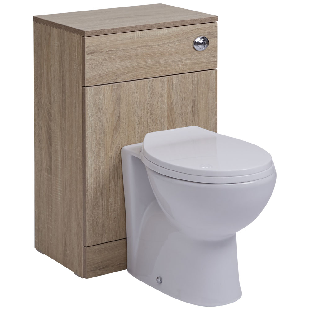 Mueble con Efecto Color Roble para Cuarto de Baño con Inodoro Integrado 76x50x30cm