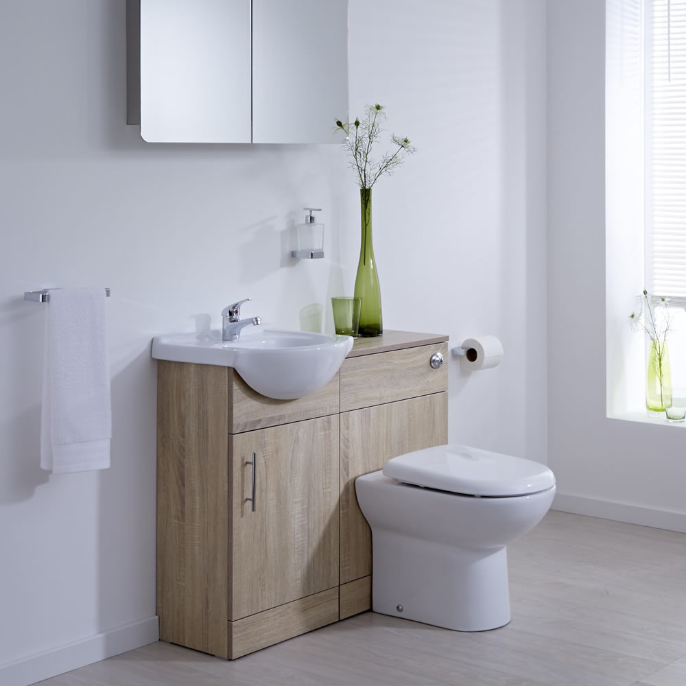 Mueble de Lavabo con Inodoro Integrado Realizado de MDF de Color Efecto Roble 41x78x30cm