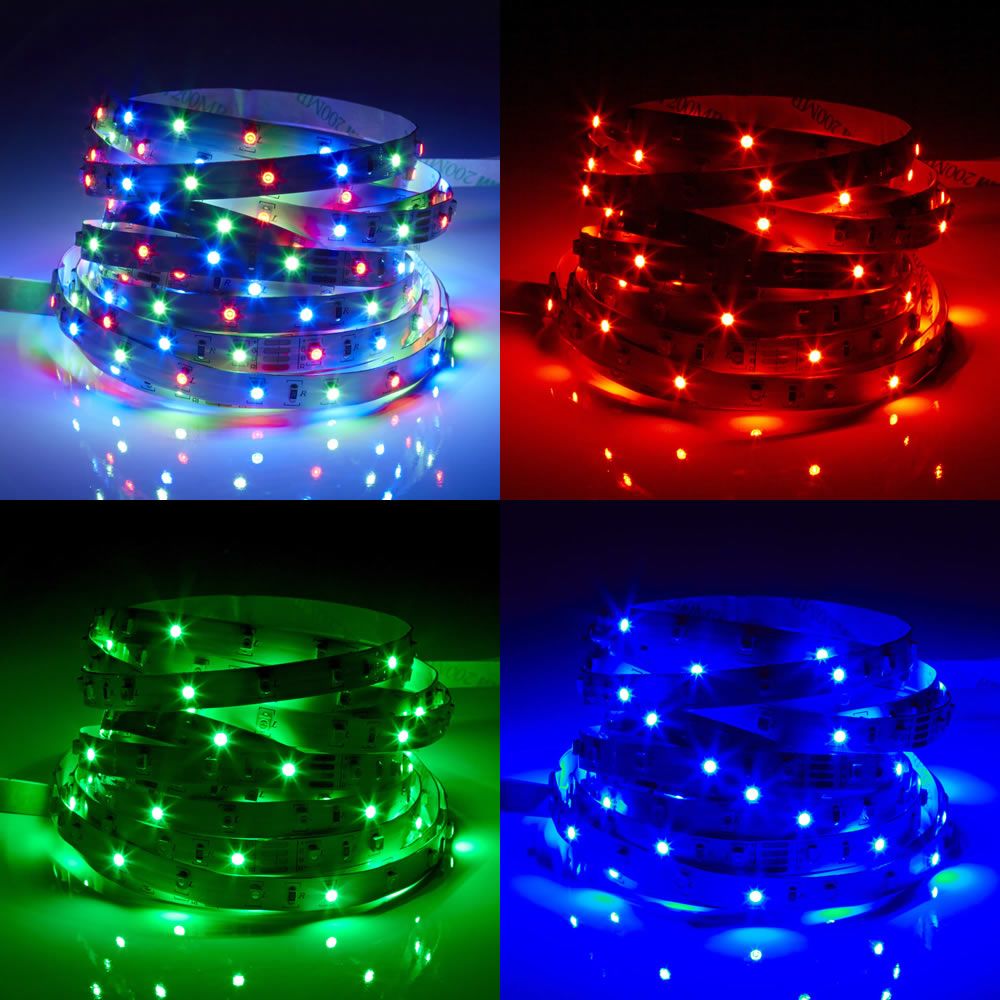 Biard Tira de 60 Luces LED de 5 Metros RGB Color Rojo Verde y Azul