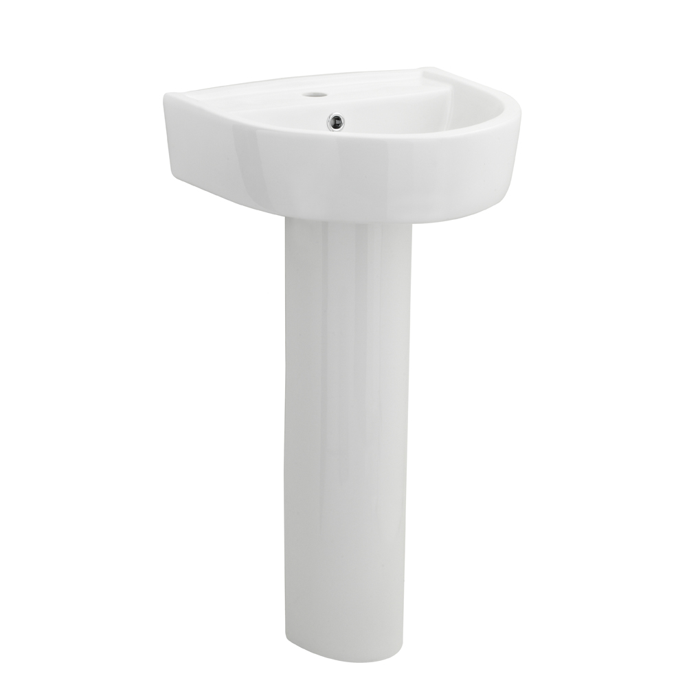 Lavabo en Cerámica de 420mm con Pedestal - Minimalista