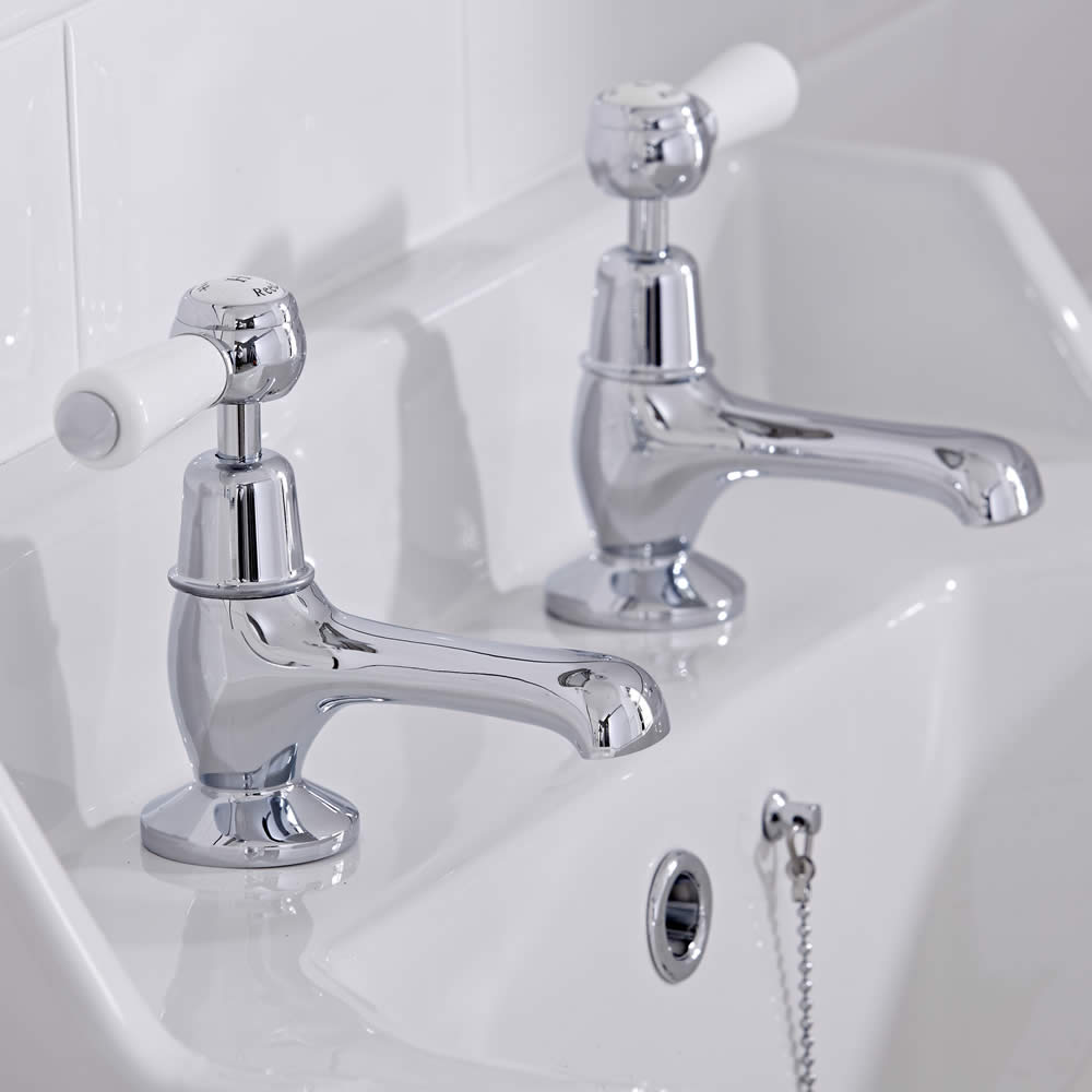 Grifería de Lavabo Tradicional Par de Grifos con Manijas a Palanca - Topaz