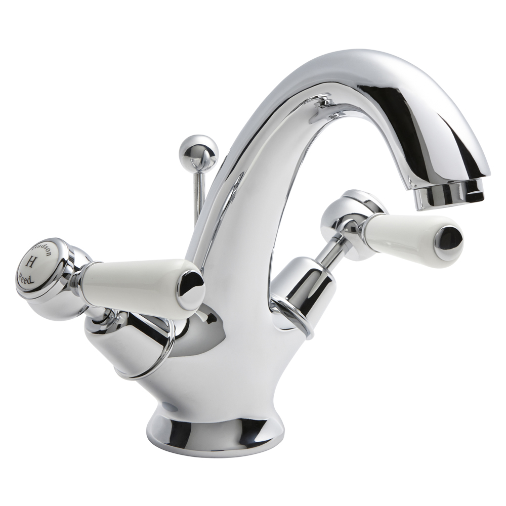 Mezclador de Lavabo o Bañera Tradicional Monoforo con Palancas Blancas - Topaz