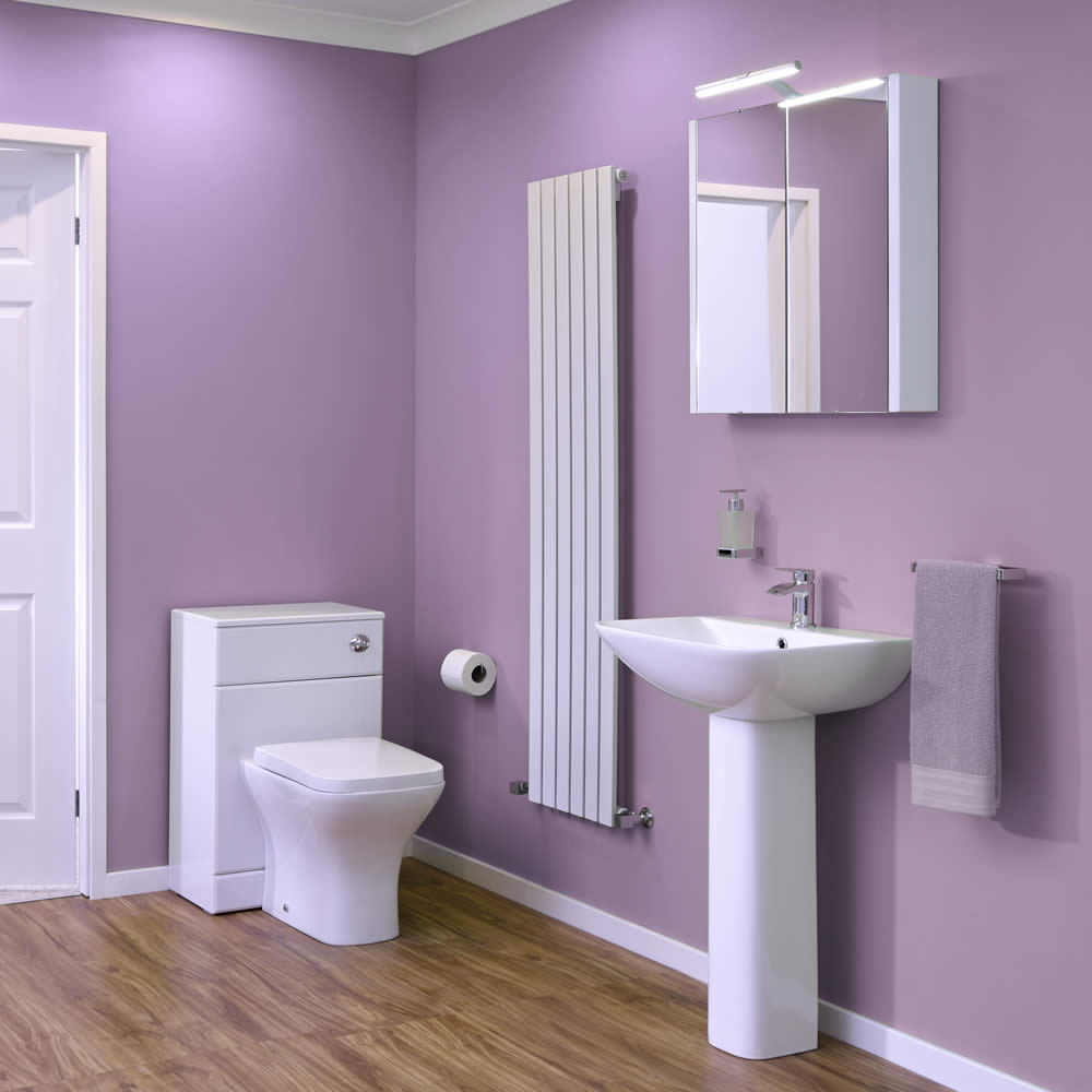 Conjunto de Baño Completo con Inodoro WC, Cisterna Integrada, Tapa y Lavabo