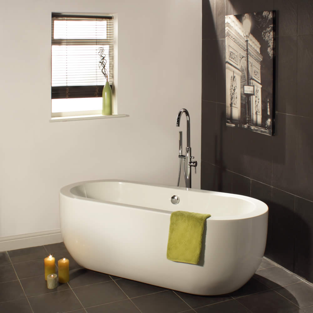 Bañera Acrílica Tradicional Exenta Moderna Oval 1800x785mm