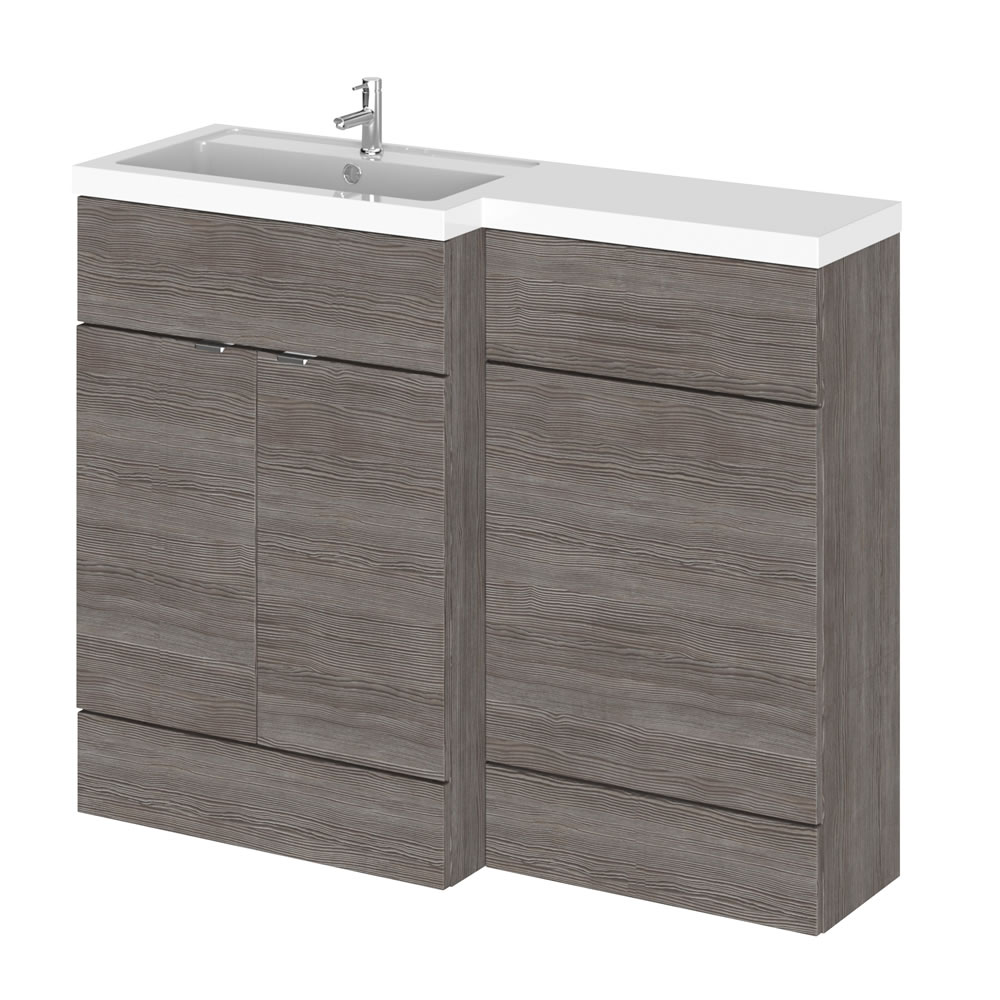 Mueble de Lavabo y WC Gris Marrón de 1100mm Versión Izquierda