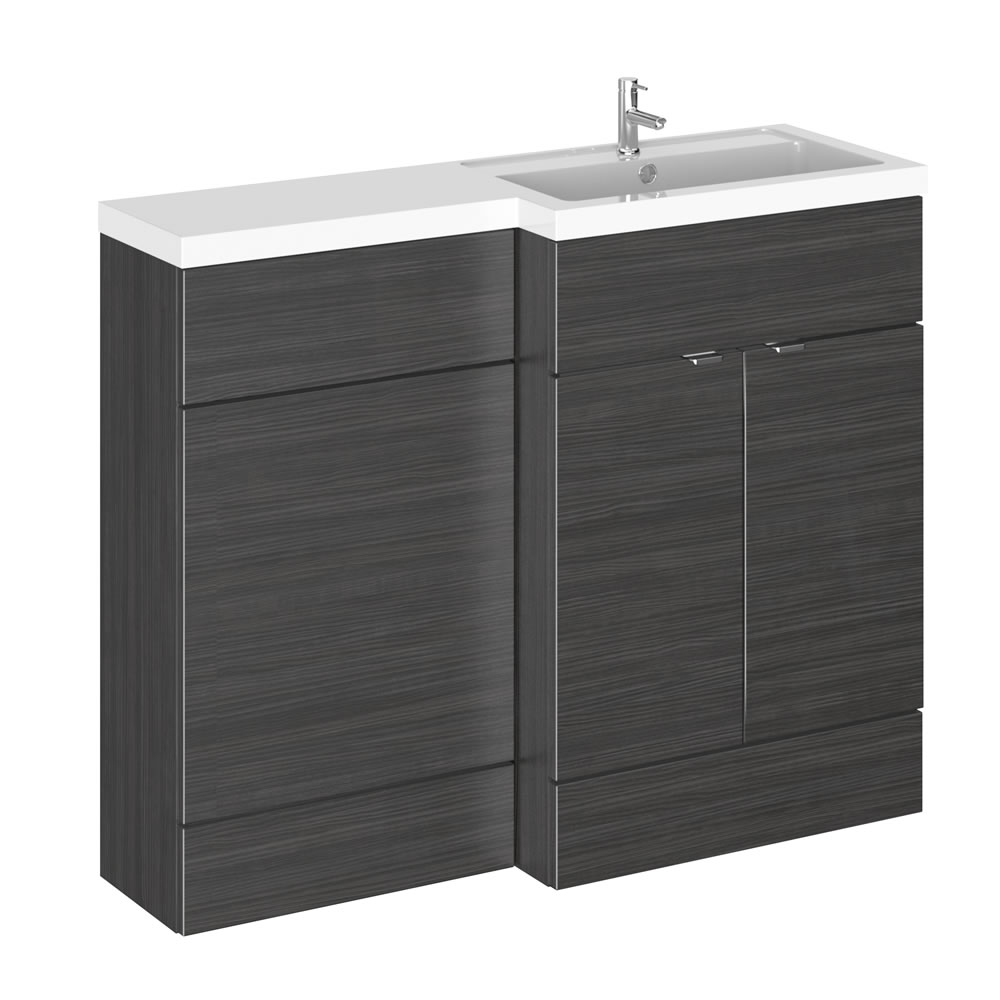 Mueble de Lavabo y WC Negro de 1100mm Versión Derecha