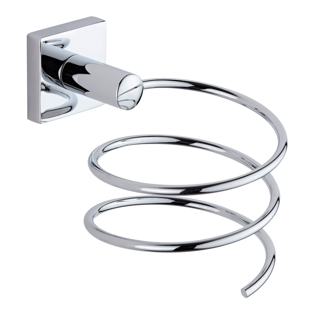 Soporte de Pared en Espiral para Secador de Pelo con Acabado Cromado