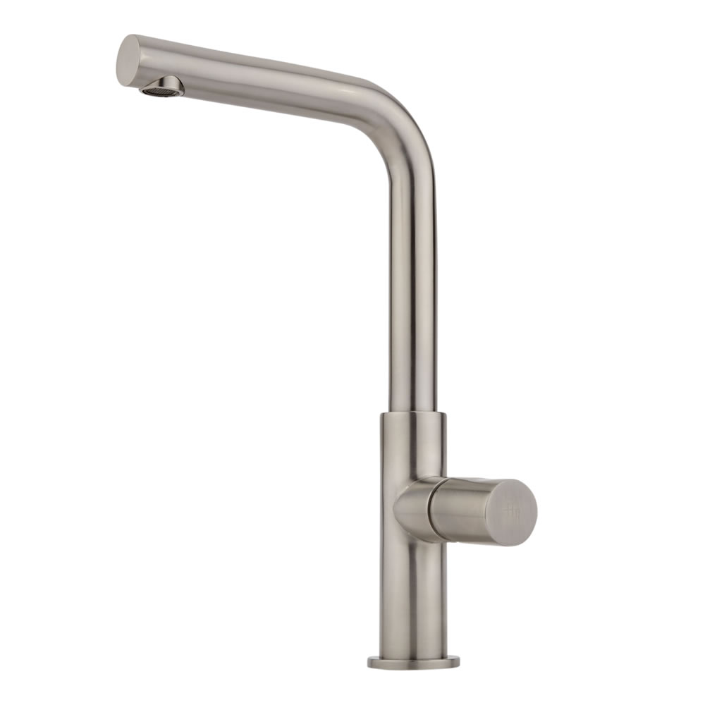 Mezclador de Cocina o Lavabo Monoforo Realizado en Acero Inoxidable con Pomo de Acero Inoxidable - Bomere