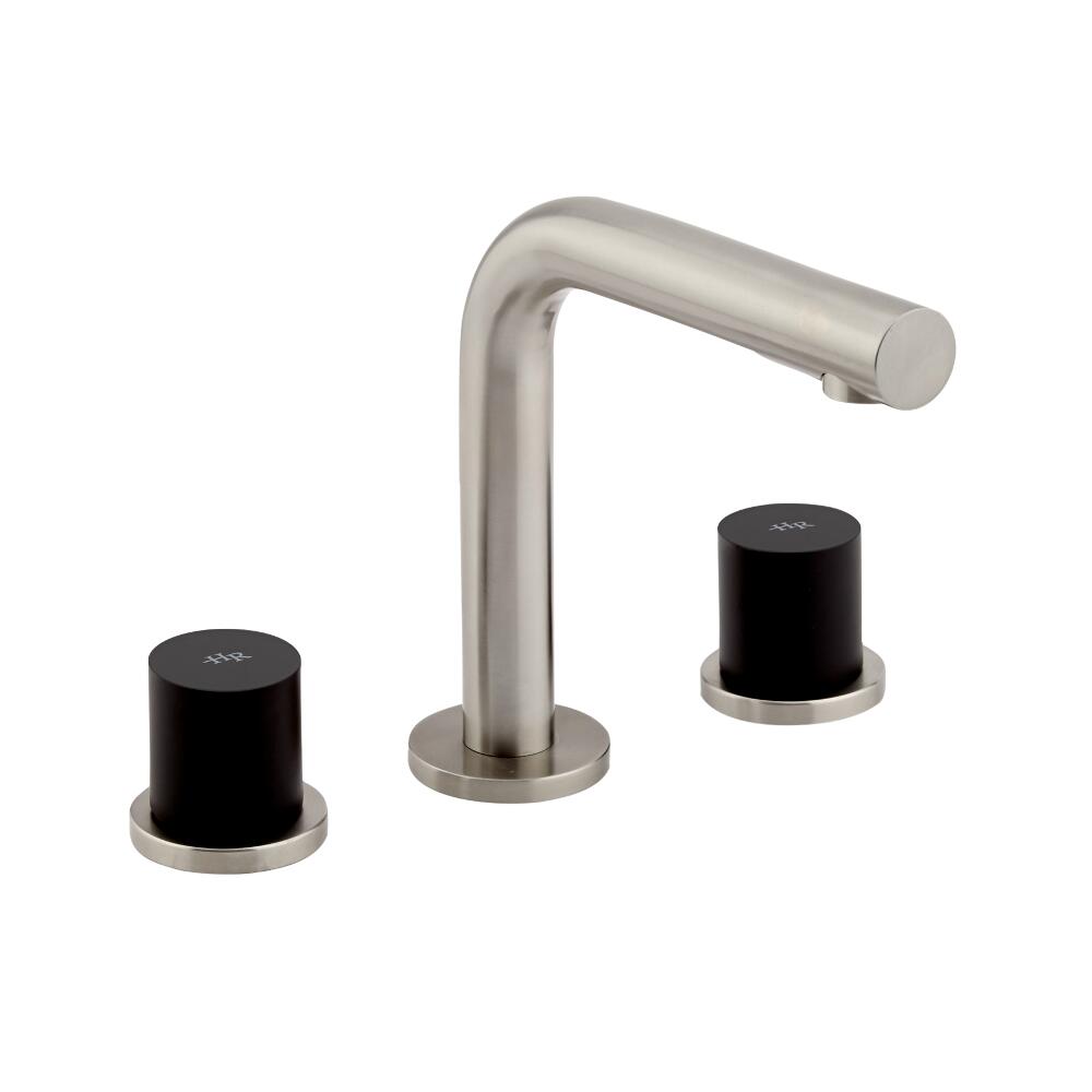 Batería de Lavabo de 3 Agujeros en Acero Inoxidable con Manijas de Color Negro - Bomere