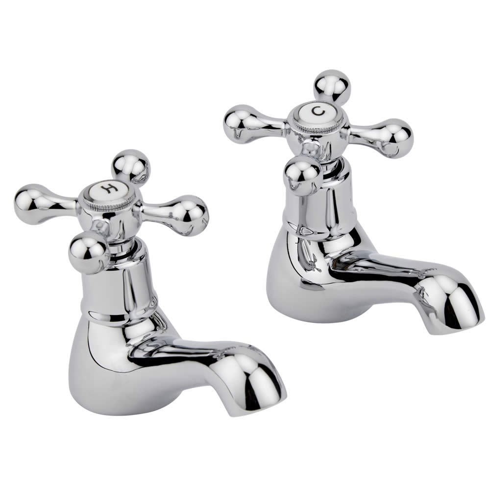 Grifería de Lavabo Retro en Latón Cromado con Manijas en Cruceta - Derwent