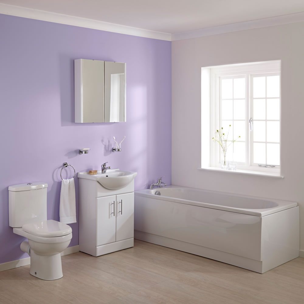 Conjunto de Baño Completo con Mueble de Lavabo, Bañera y WC con Cisterna