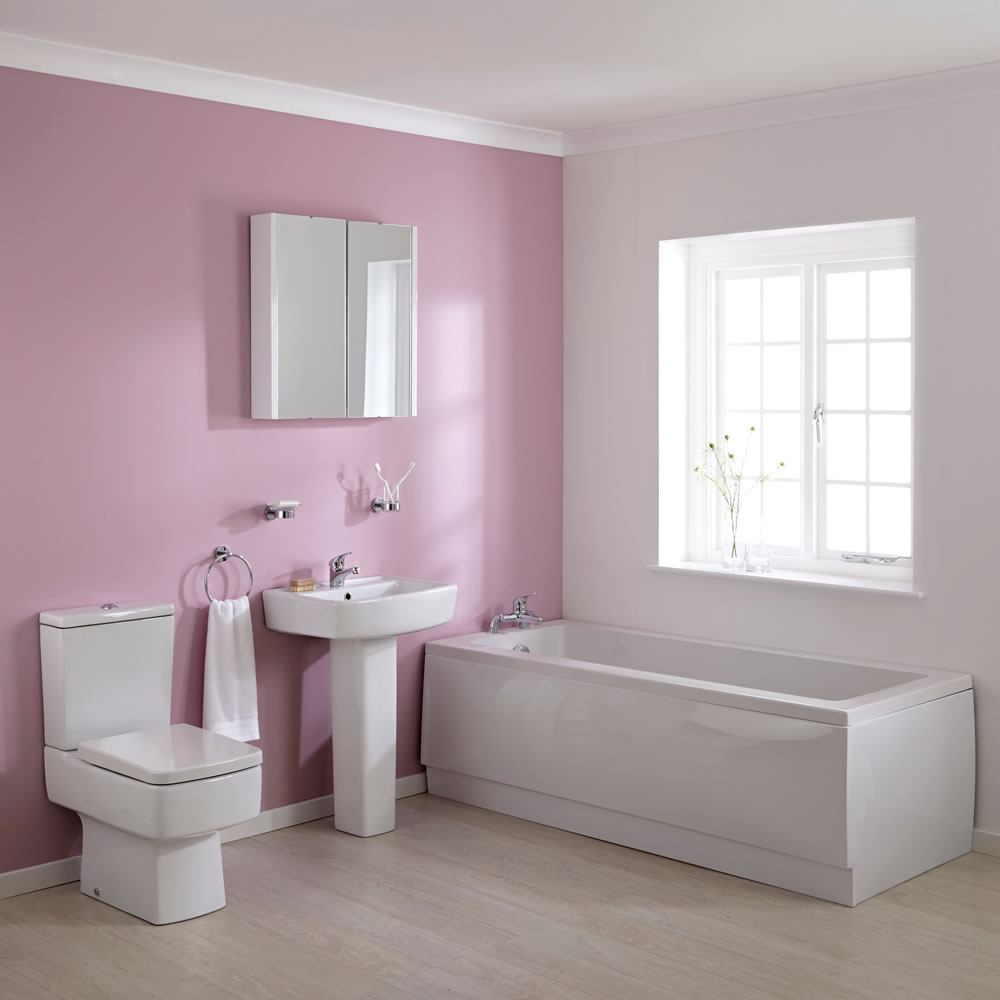 Conjunto de Baño Completo con Mueble de Lavabo, Bañera de 1700mm y WC