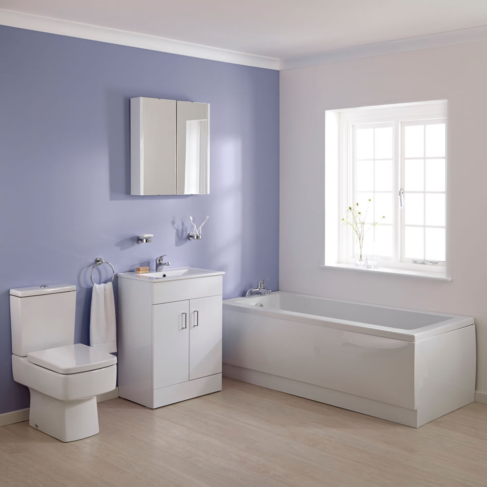 Conjunto de Baño Completo con Mueble de Lavabo, Bañera y WC