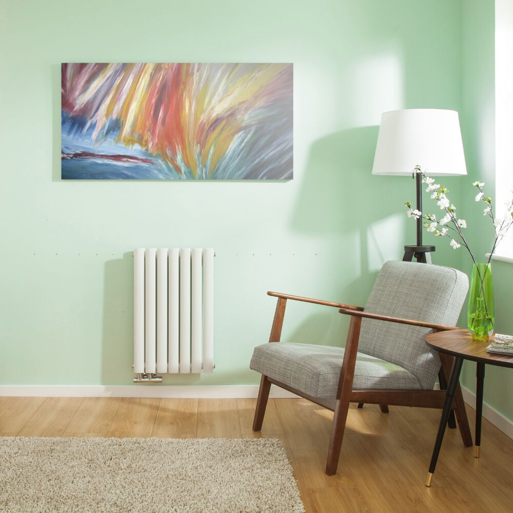 Radiador de Diseño Horizontal Doble Con Conexión Central - Blanco - 635mm x 415mm x 78mm - 729 Vatios - Revive Caldae