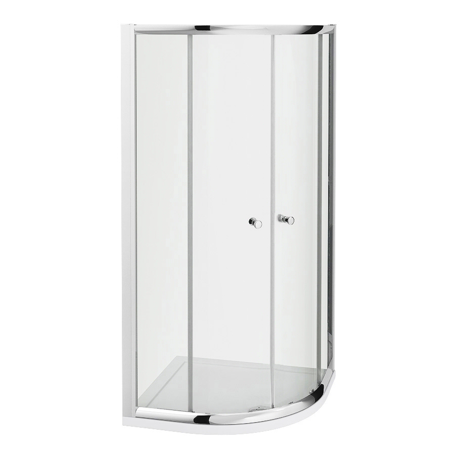 Mampara de Ducha Angular Fija con Apertura Frontal Corredera 800x1950mm con Perfil de Aluminio Lúcido