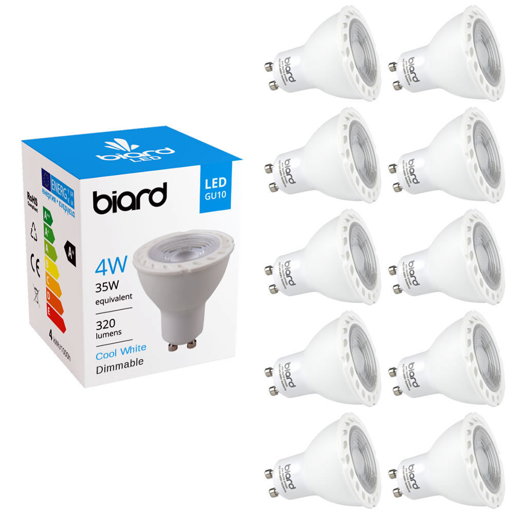 10x Focos Spot LED GU10 de Techo 4W con Intensidad Luminosa Regulable