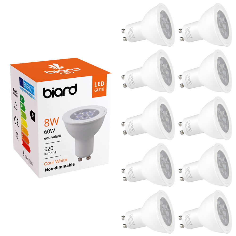 10x Focos Spot LED GU10 de Techo 8W Equivalente a 60W