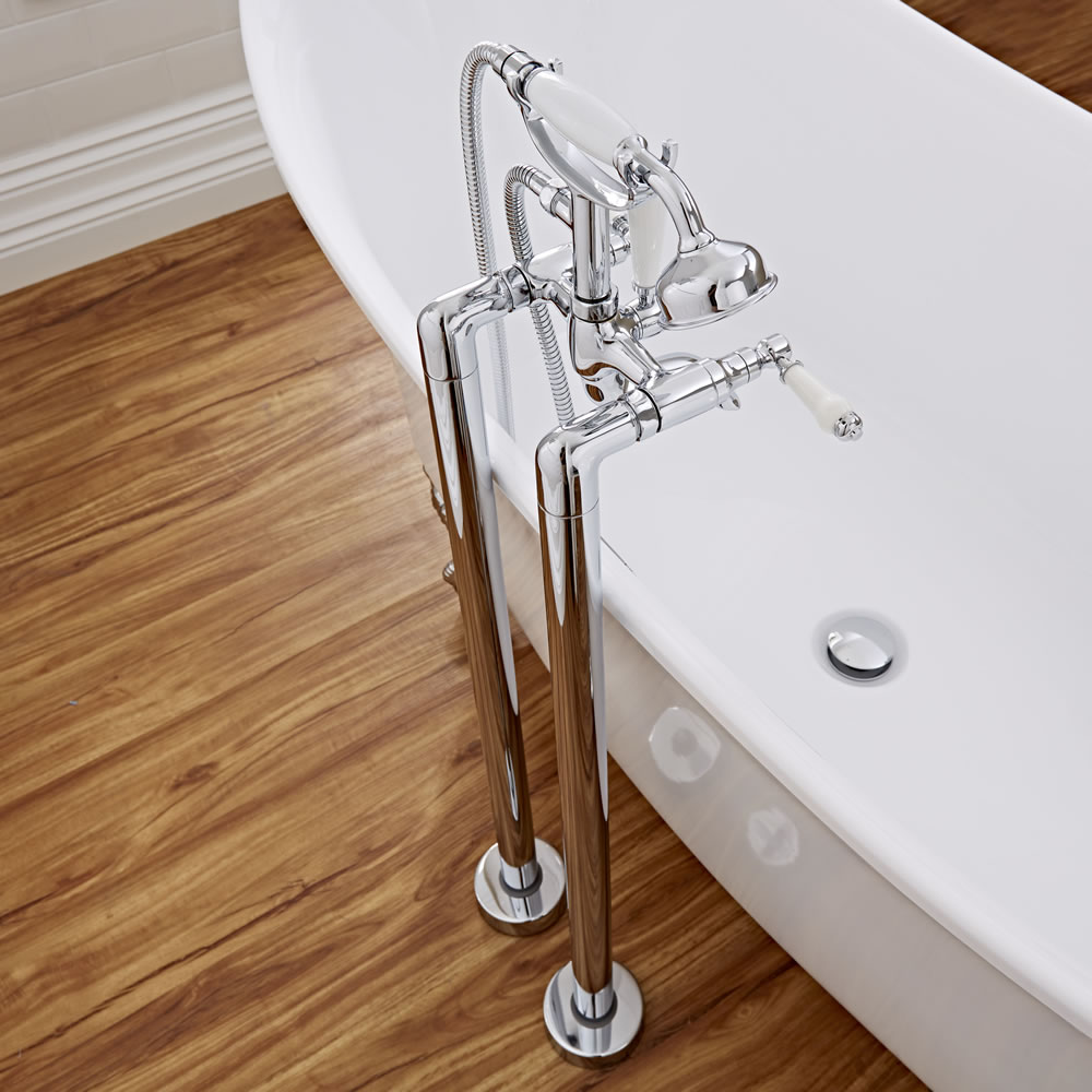 Conjunto de Baño con Grifo Mezclador de Bañera y Ducha de Mano Estilo Retro