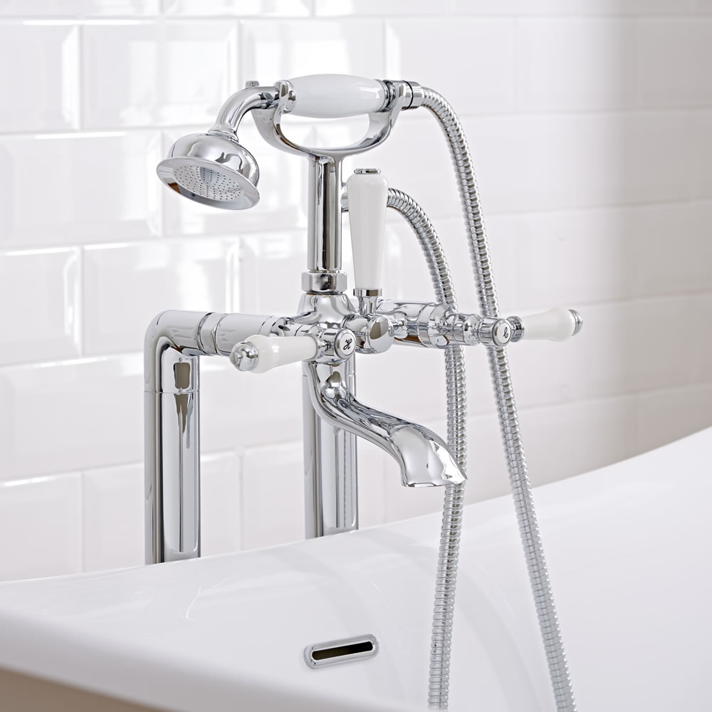 Conjunto de Baño con Grifo Mezclador de Bañera y Ducha de Mano Estilo Retro