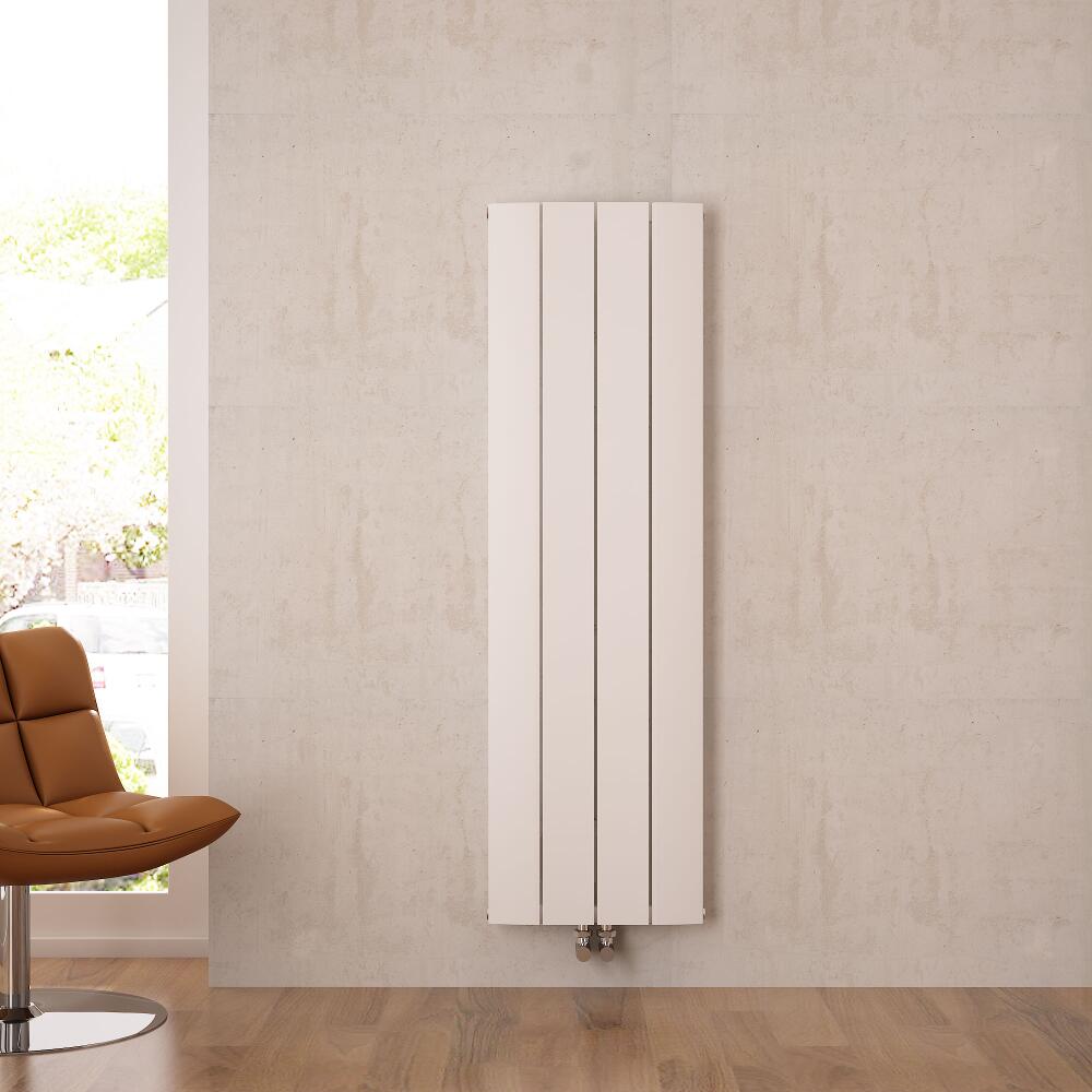 Radiador de Diseño Vertical Con Conexión Central - Aluminio - Blanco - 1600mm x 375mm x 45mm - 1361 Vatios - Aurora