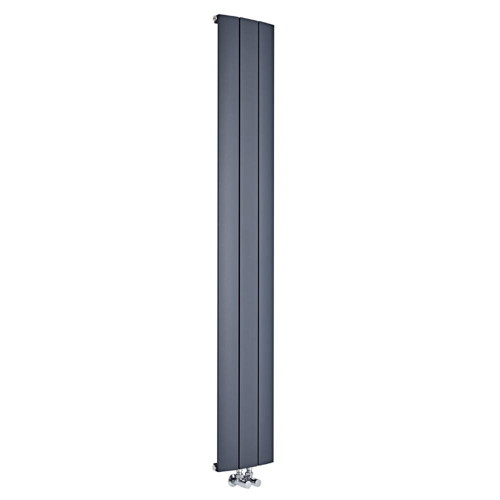 Radiador de Diseño Vertical Con Conexión Central - Aluminio - Antracita - 1800mm x 280mm x 46mm - 1152 Vatios - Aurora