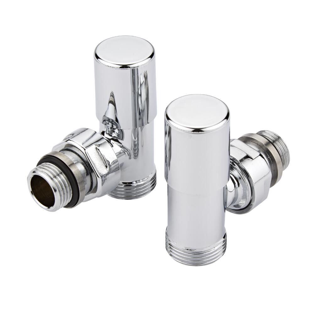 Par de Llaves Angulares Manuales Cromadas para Radiador con Adaptador para Tubos de Cobre de 15mm