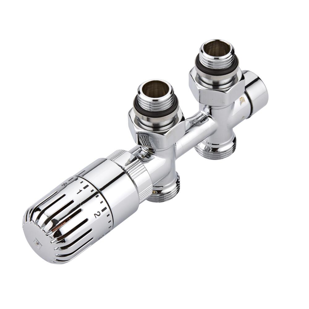 Par de Llaves Rectas Termostáticas Cromadas Multiblock H con Adaptador - Cobre 12mm