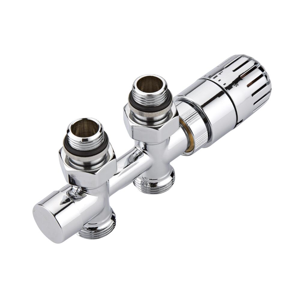 Par de Llaves Rectas Termostáticas Cromadas Multiblock H con Adaptador - Cobre 14mm