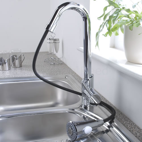 Grifo Mezclado de Cocina Monomando de 2 Funciones con Ducha Extraíble