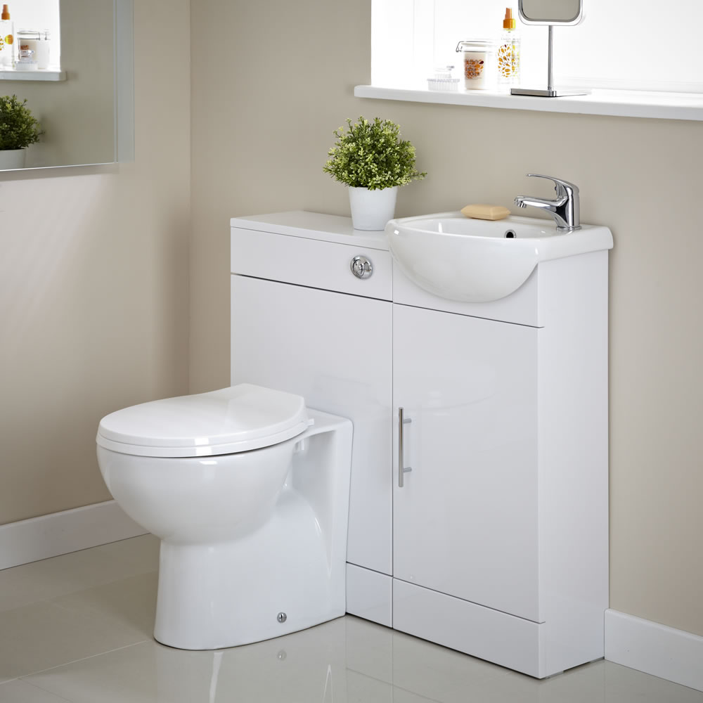 Mueble de Lavabo con Inodoro Integrado Blanco