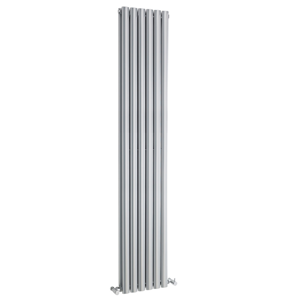 Radiador de Diseño Vertical Doble - Color Plateado Lúcido - 1800mm x 354mm x 105mm - 2200 Vatios - Revive