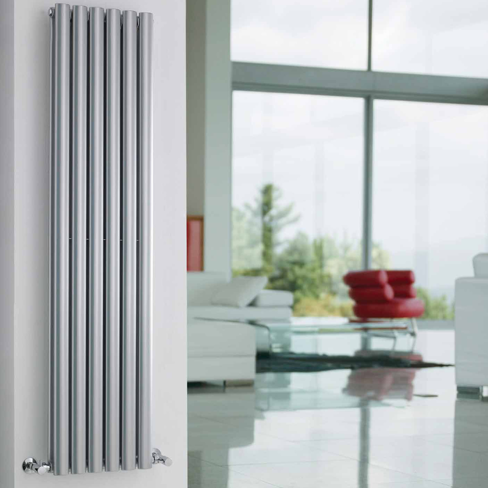 Radiador de Diseño Vertical Doble - Plateado - 1500mm x 354mm x 105mm - 1380 Vatios - Revive