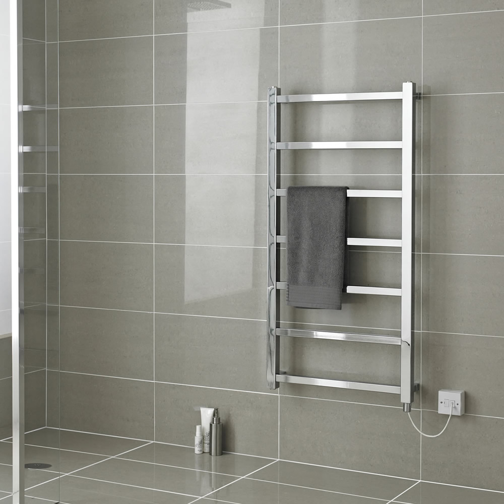 Radiador Toallero Eléctrico Plano - Cromado - 1200mm x 450mm x 105mm - Eton