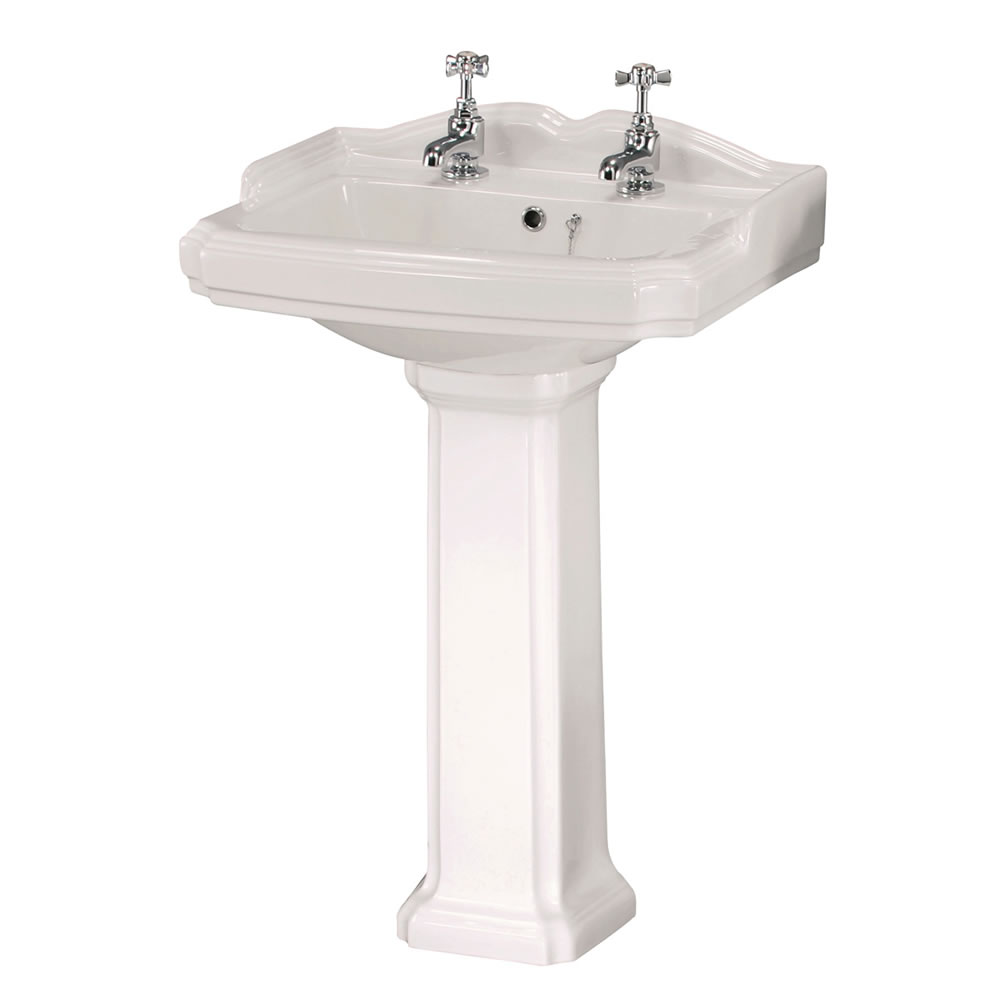 Lavabo con Pedestal Tradicional en Cerámica