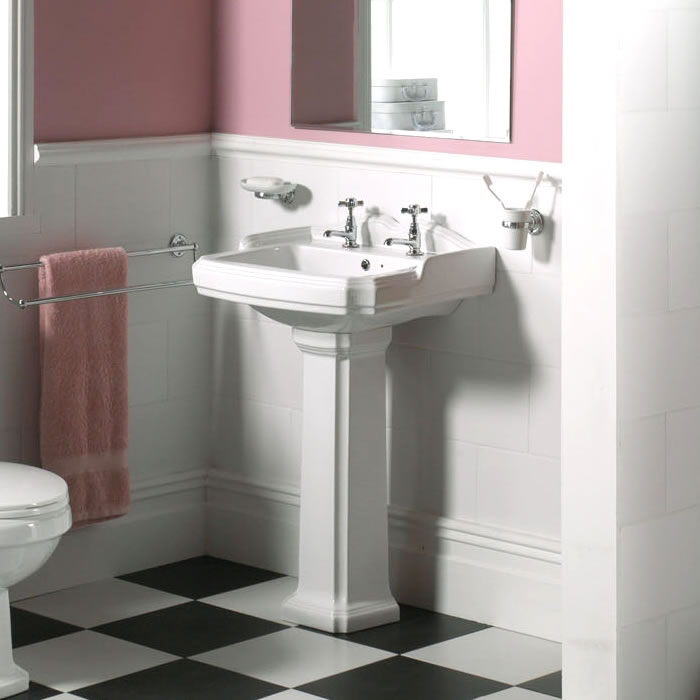 Lavabo con Pedestal Tradicional en Cerámica