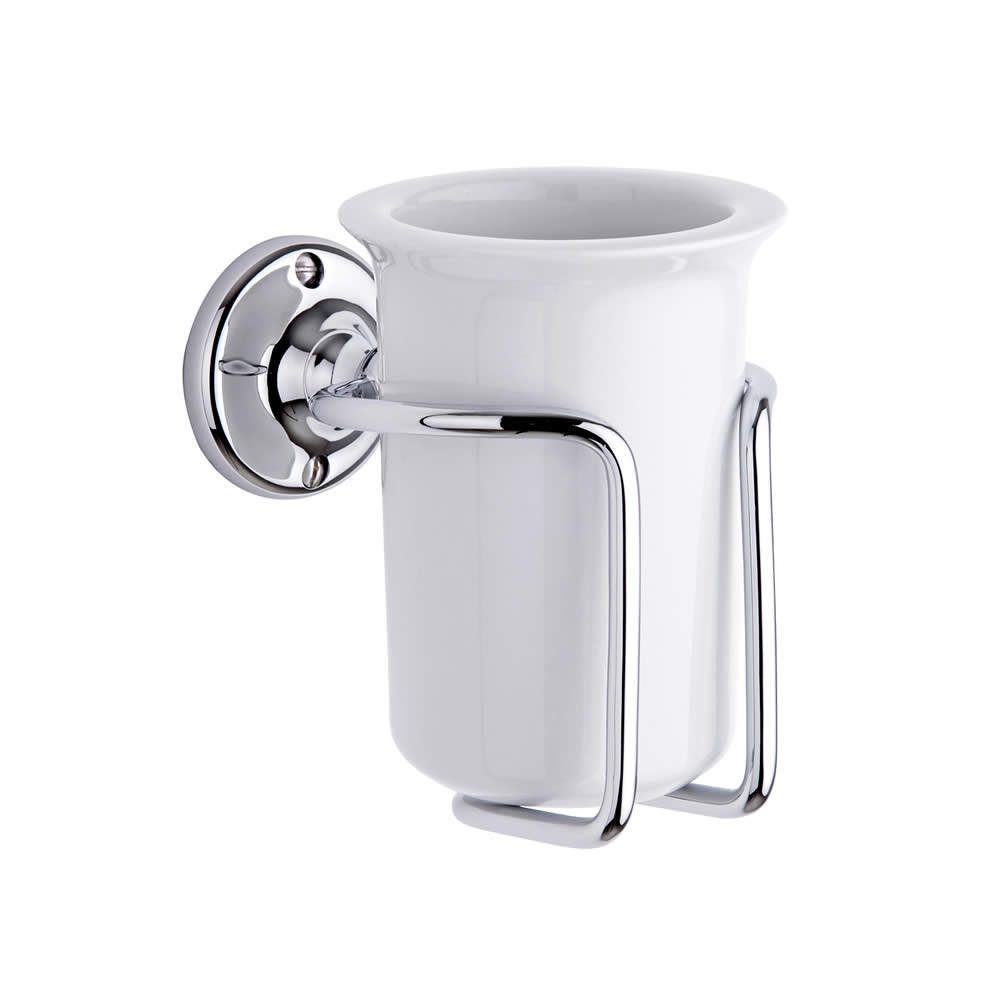 Vaso Porta Cepillo de Dientes en Cerámica y Soporte Porta Vaso de Pared - Tradicional