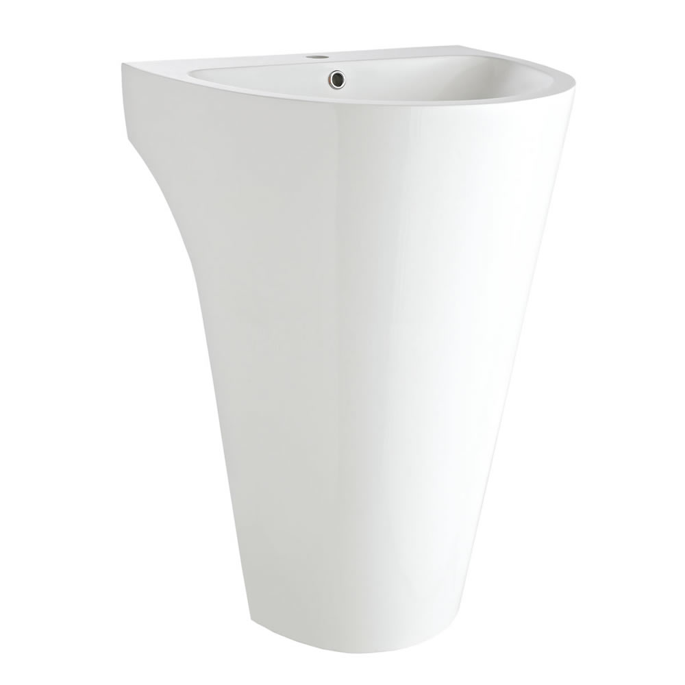 Lavabo Independiente en Resina en Blanco 610x850mm con Pedestal