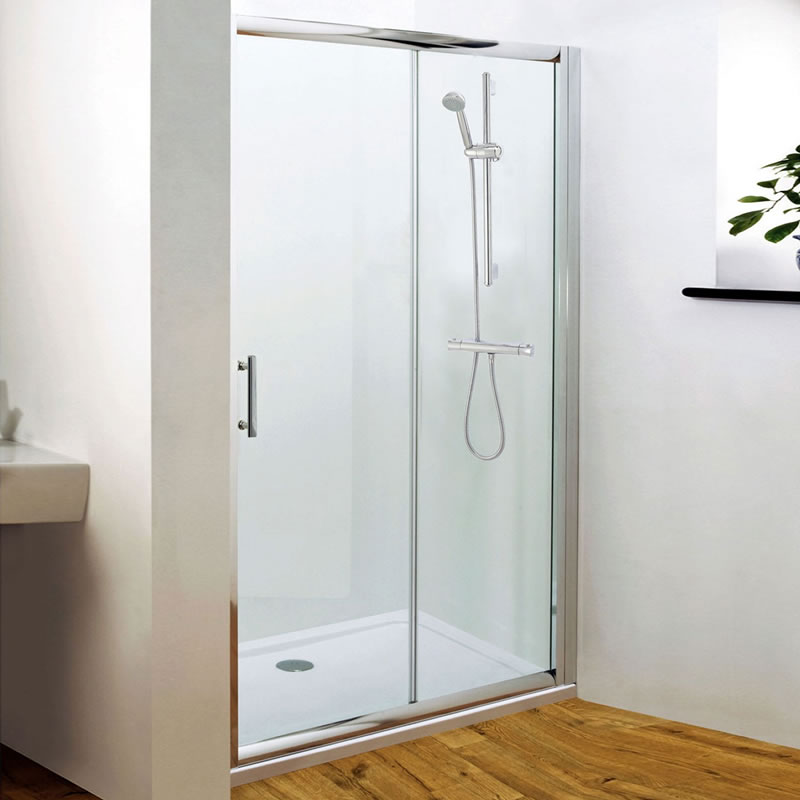 Mampara de Ducha Frontal de 1100mm x 1850mm con Puerta Corredera