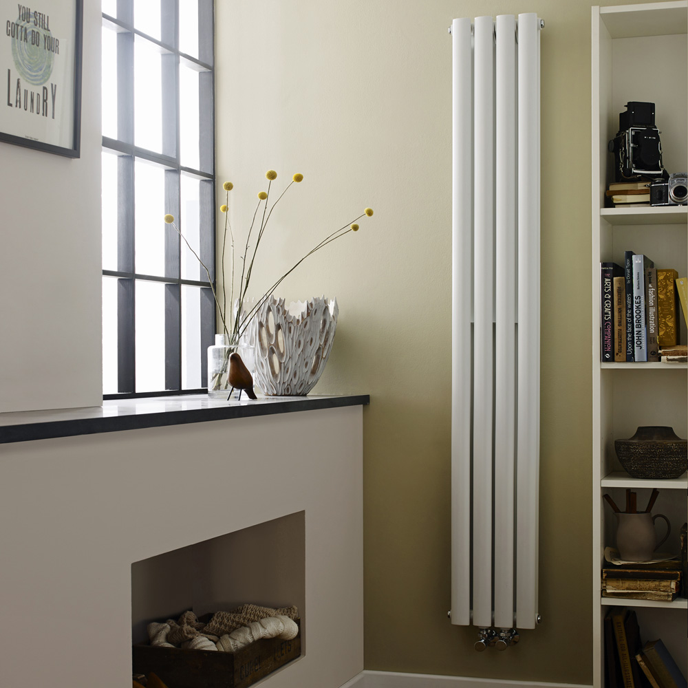 Radiador de Diseño Vertical Doble Ahorra Espacio - Blanco - 1800mm x 236mm x 78mm - 810 Vatios - Revive