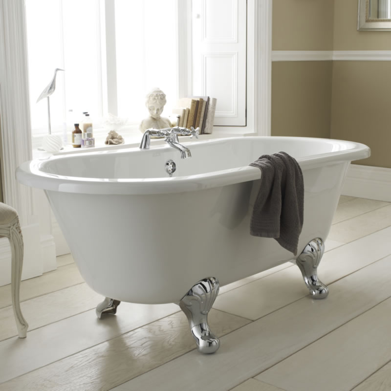 Bañera Acrílica Exenta Independiente Oval Pequeña 1500x750mm con Pies de Soporte