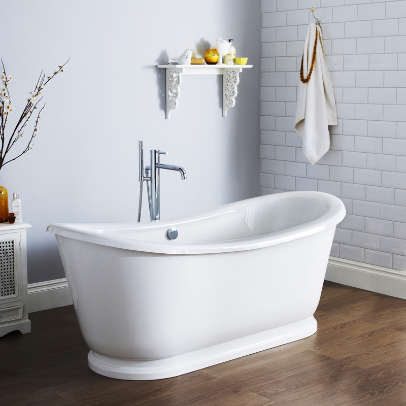 Bañera Acrílica Oval Moderna 1740x800mm con Base de Soporte