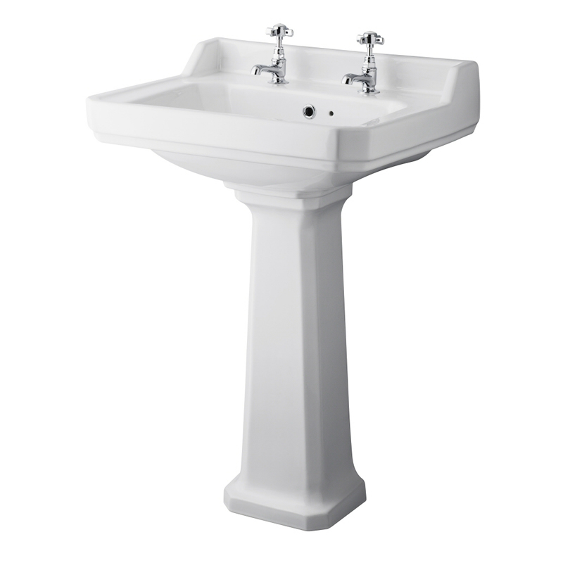 Lavabo con Pedestal en Cerámica en Estilo Retro 595x470x905mm