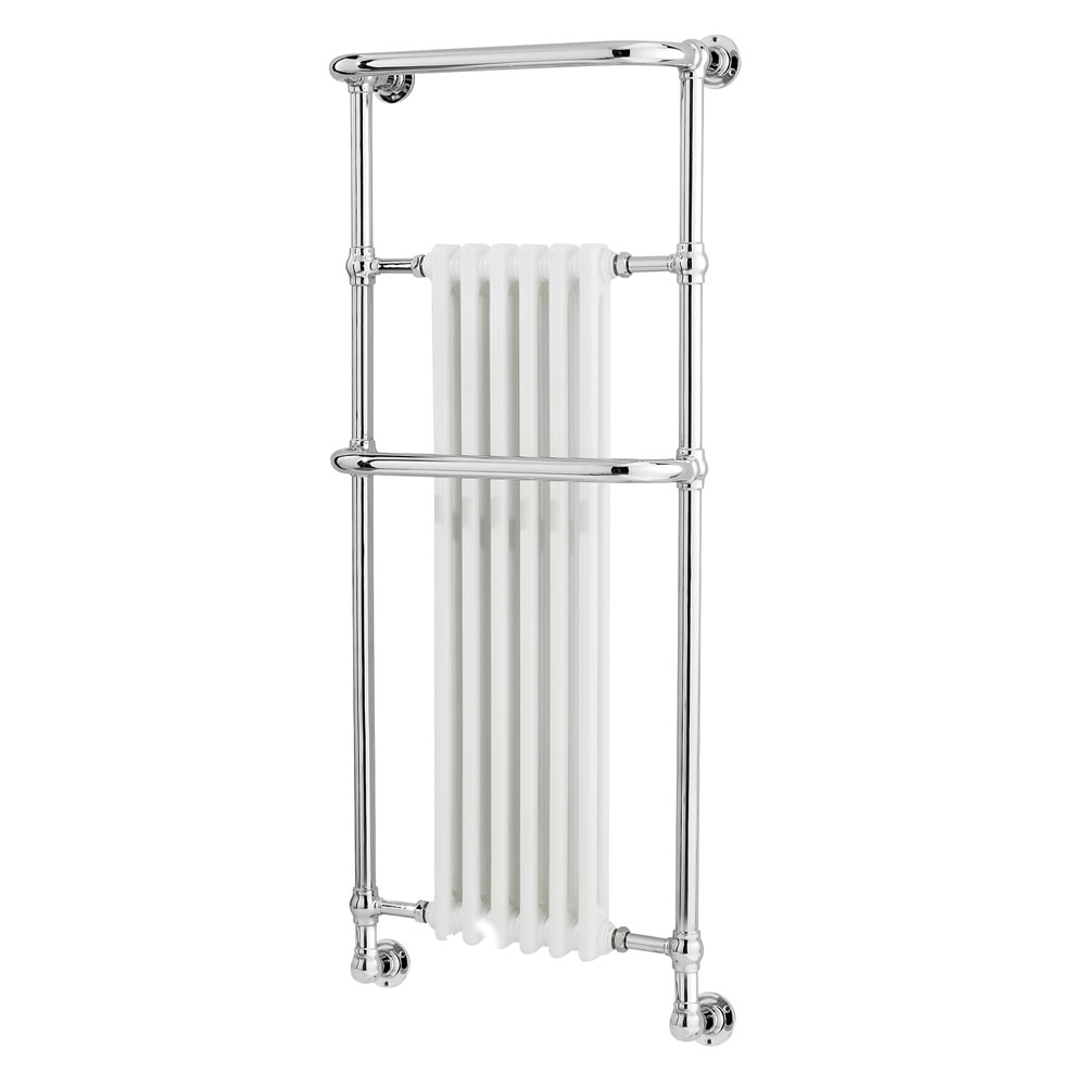 Radiador Toallero Tradicional - Cromado y Blanco - 1365mm x 575mm x 235mm - 789 Vatios - Brampton