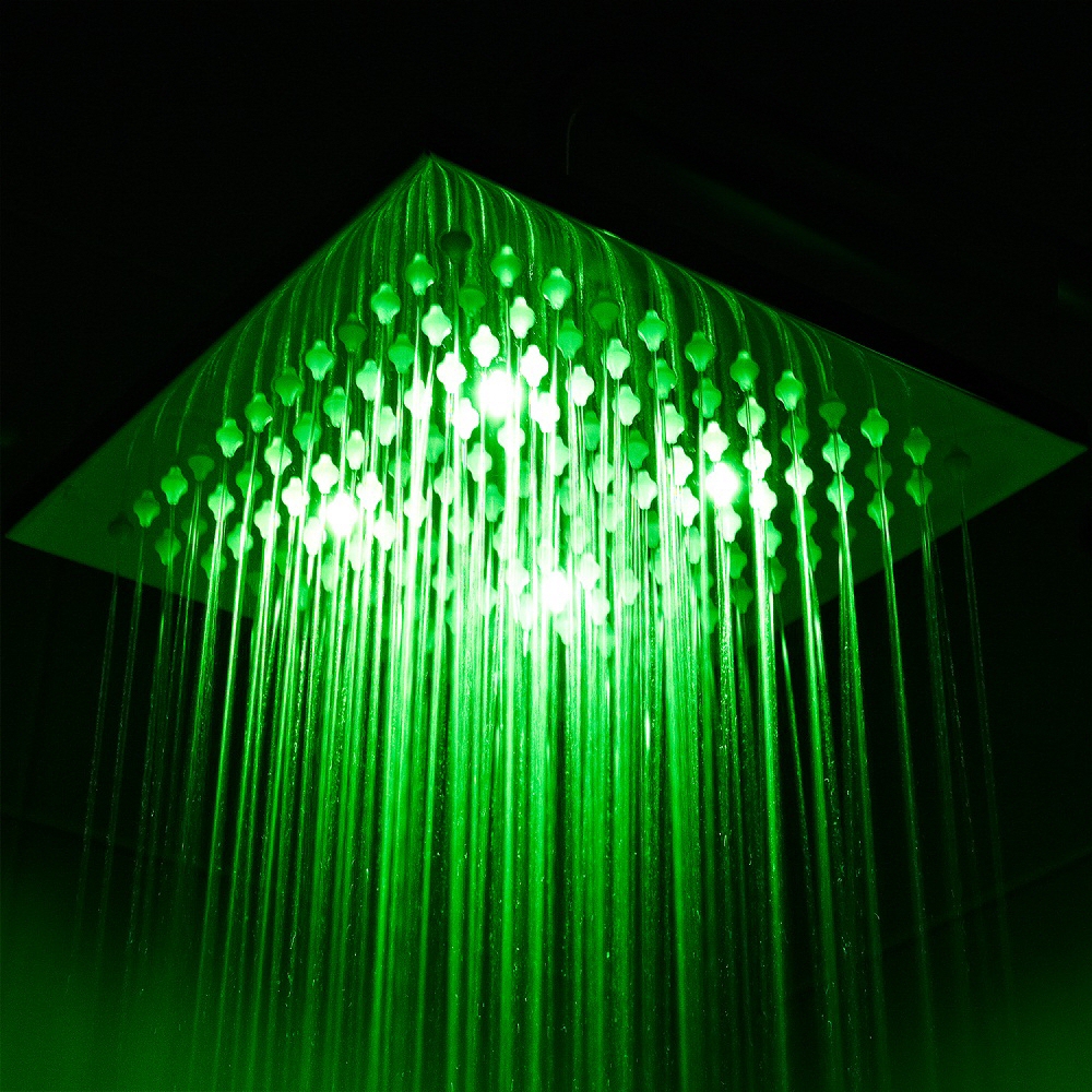 Alcachofa de Ducha LED Orientable Cuadrada en Acero Inoxidable de 200mm