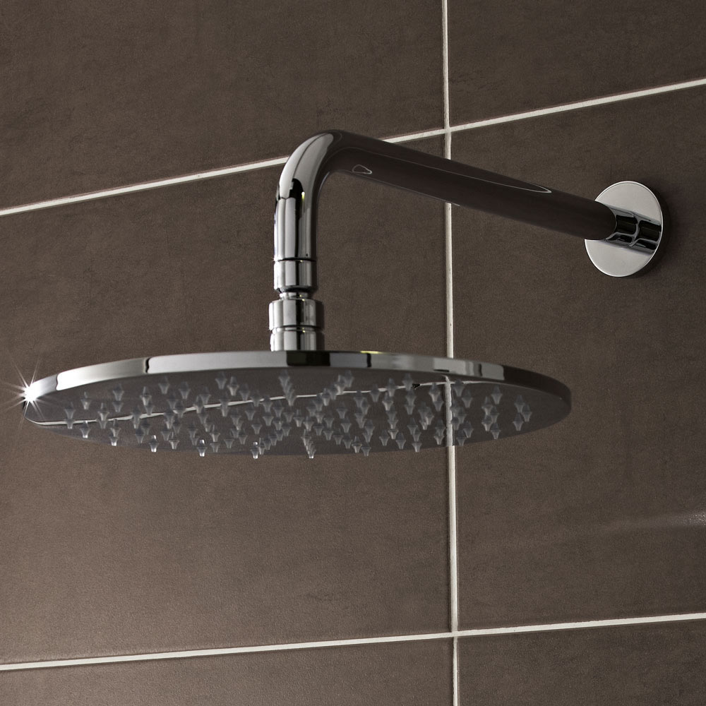 Alcachofa de Ducha LED Redonda Orientable de 300mm con Brazo de Ducha Mural