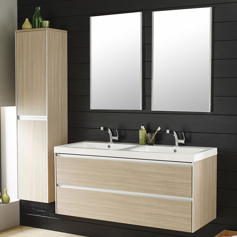 Conjunto de Mueble para Baño Suspendidos con Mueble de Lavabo 80x48x55cm y Armario Suspendido