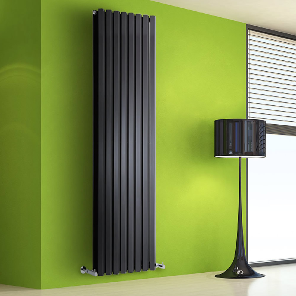 Radiador de Diseño Vertical Doble - Negro - 1780mm x 560mm x 86mm - 2158 Vatios - Rombo